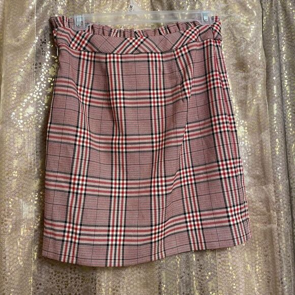Express Womens Mini Skirt High Waisted A-line Checkered Red Size Small NWT - Picture 3 of 5